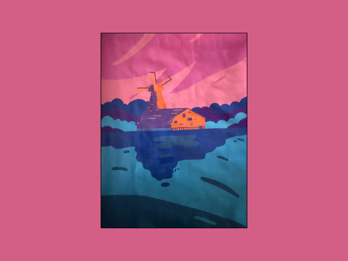 Windmill at Dusk — Acrylic markers